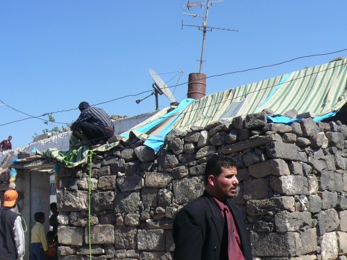 Wedding preparations are being made in this house in the Roman ruins at Bosra
