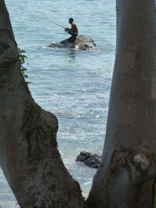 Though there appears to be an another eternal calm embodied in this man fishing  off a rock.
