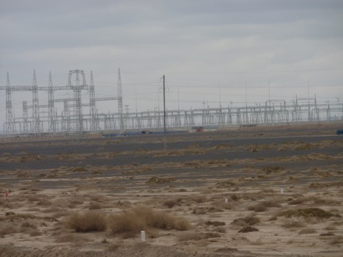Now, these transmission lines cross the Gobi desert in the once "Unknown".