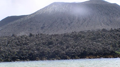 Twenty five years later, the volcanic flow still darkens the earth/