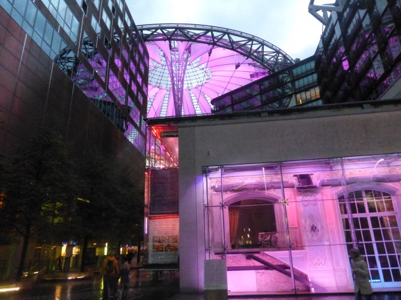The roof of the Sony Centre with part of the original building incorporated.