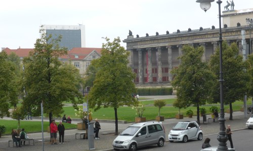 Altes Museum, one of the many neo Classical buildings designed by KF Schinkler, used to be draped in Nazi flags when  Hitler spoke to the crowds in the Lustgarten from here.