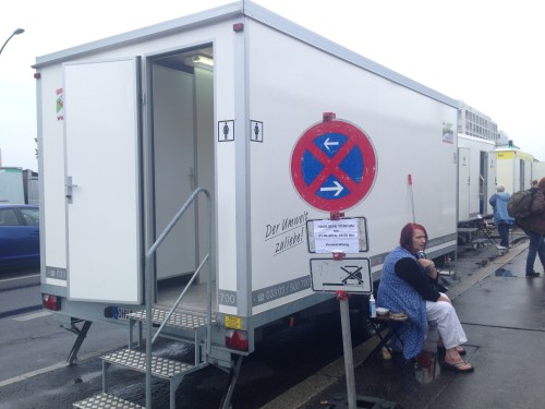 There's always a commercial opportunity - one of three mobile loos along the East Side Gallery on the Wall