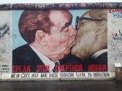 The most popular painting of all -Leonid Brezhnev and Erich Honecker kissing as painted by Dmitri Vrubel.